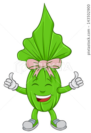 Smiling cartoon green Easter egg with thumbs up. vector illustration Smiling cartoon green Easter egg with thumbs up. vector illustration 143502900
