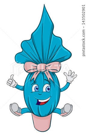 Happy blue Easter egg cartoon. vector illustration Happy blue Easter egg cartoon. vector illustration 143502901