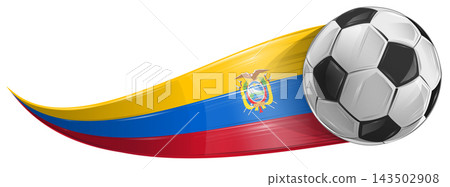 Soccer ball with the colors of the Ecuador flag, realistic effect. vector illustration Soccer ball with the colors of the Ecuador flag, realistic effect. vector illustration 143502908