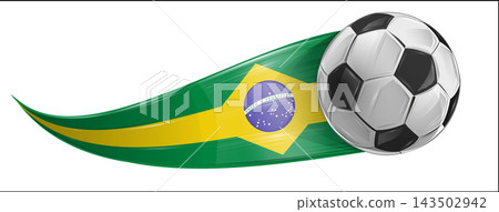 Realistic soccer ball featuring the colors of the Brazilian flag, vector illustration Realistic soccer ball featuring the colors of the Brazilian flag, vector illustration 143502942