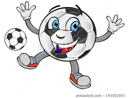 A cartoon style soccer ball happily juggling another ball. vector illustration A cartoon style soccer ball happily juggling another ball. vector illustration 143502953
