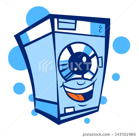 Washing Machine Cartoon Character with Happy Face. vector illustration Washing Machine Cartoon Character with Happy Face. vector illustration 143502960