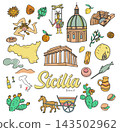 Sicily, Italy, doodle city illustration design set. vector element 143502962