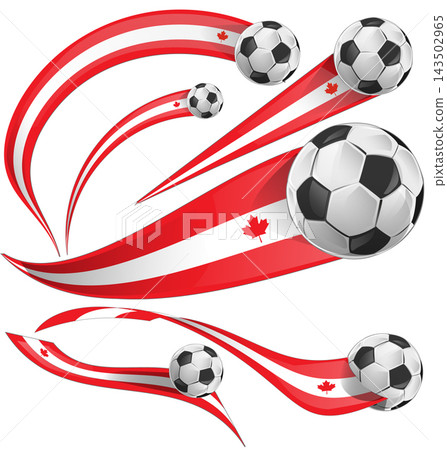 Canada flag and soccer ball icon set Canada flag and soccer ball icon set 143502965