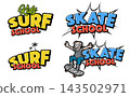 Set of skateboard  and surf school club symbol. vector illustration 143502971