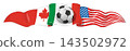 Horizontal Flags  USA, Mexico and Canada with soccer ball. vector illustration 143502972
