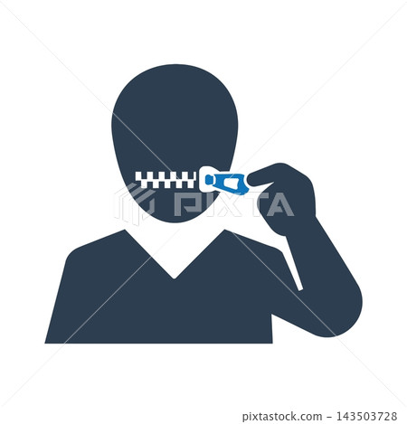 Person zipping their mouth shut icon 143503728