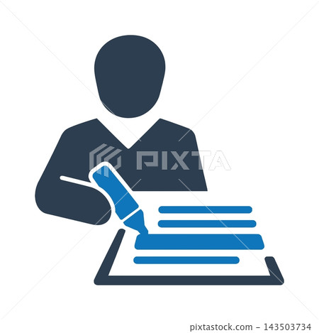 Person marking lines of text on a page icon Person marking lines of text on a page icon 143503734