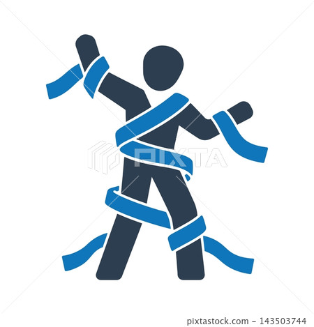 Person wrapped in ribbons of tape icon Person wrapped in ribbons of tape icon 143503744