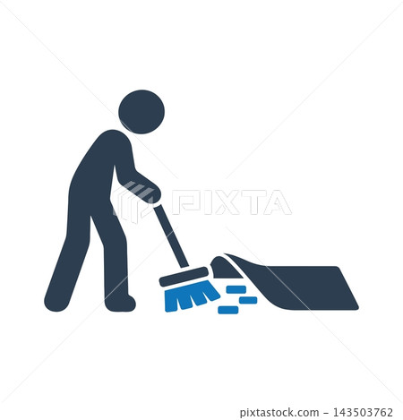 Person sweeping debris into a dustpan icon Person sweeping debris into a dustpan icon 143503762