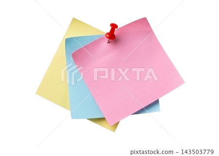 Stunning tripple pinned paper note Stunning tripple pinned paper note 143503779