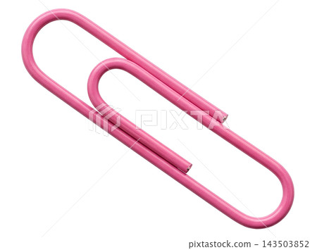 Isolated clean pink paper clip element Isolated clean pink paper clip element 143503852
