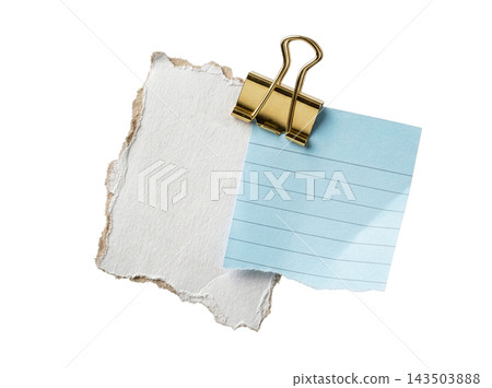 Floating  note with cardboard held by clip 143503888