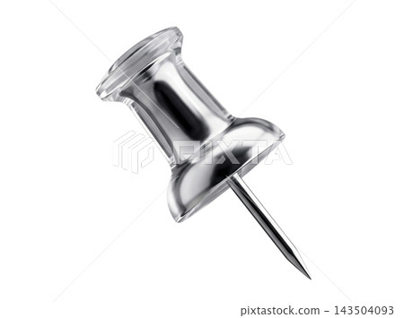 Isolated silver thumbtack element 143504093