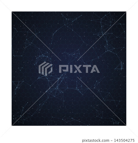 Abstract Dark Blue Digital Technology Network Background with Connected Plexus Nodes. Abstract Dark Blue Digital Technology Network Background with Connected Plexus Nodes. 143504275