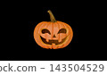 3D Halloween Jack O' Lantern Pumpkin Illustration on Black Background 143504529