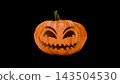 3D Halloween Jack O' Lantern Pumpkin Illustration on Black Background 143504530