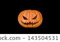 3D Halloween Jack O' Lantern Pumpkin Illustration on Black Background 143504531