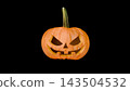 3D Halloween Jack O' Lantern Pumpkin Illustration on Black Background 143504532