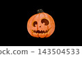 3D Halloween Jack O' Lantern Pumpkin Illustration on Black Background 143504533