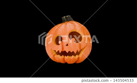 3D Halloween Jack O' Lantern Pumpkin Illustration on Black Background 3D Halloween Jack O' Lantern Pumpkin Illustration on Black Background 143504533