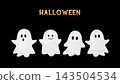 Set 3D Halloween Ghosts Illustration Banner 143504534