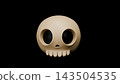 Cute 3D Halloween Skull Cartoon Character on Black Background 143504535