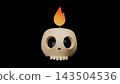 3D Cute Skull Candle Illustration for Halloween 143504536