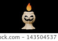 3D Halloween Jack O Lantern Candle with Glowing Flame on Black Background 143504537