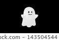Cute 3D Halloween Ghost Character Floating on Black Background 143504544