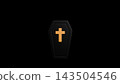 3D Halloween Coffin Illustration with Cross Symbol 143504546