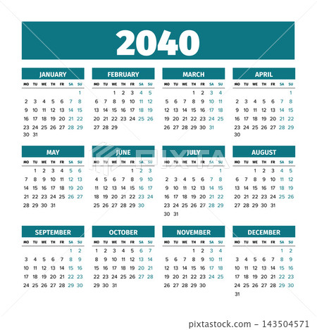 2040 annual calendar layout template 2040 annual calendar layout template 143504571