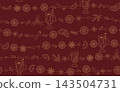 Mulled wine winter drink seamless pattern with garland lines outline background 143504731