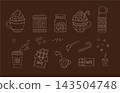 Hot cocoa and marshmallow winter drink icons set elements outline doodle collection 143504748