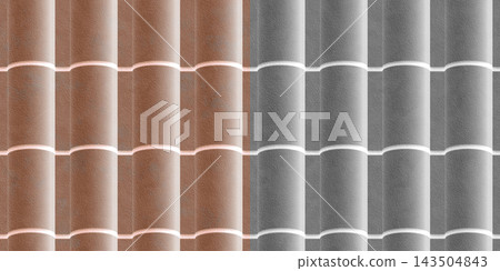 Brown S-Curve Roof Tiles and Stencil Mask Comparison 143504843