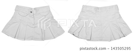 White mini skirt. White color skirt isolated on white background. White mini skirt. White color skirt isolated on white background. 143505295