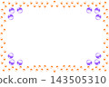 White frame for text with violet orange balls drops 143505310