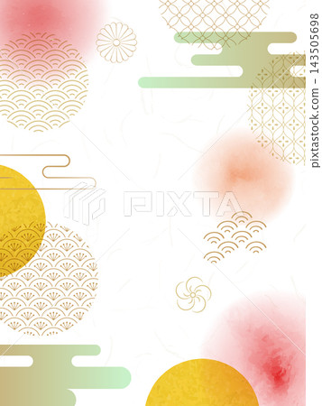Japanese style background with Japanese patterns and watercolors/gold elegant design Japanese style background with Japanese patterns and watercolors/gold elegant design 143505698