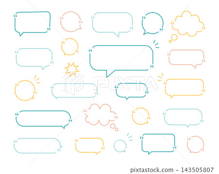 Pastel Outline Speech Bubble Collection with Hand Drawn Communication Elements Pastel Outline Speech Bubble Collection with Hand Drawn Communication Elements 143505807