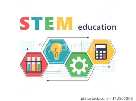 Colorful STEM Education Science Technology Graphic Colorful STEM Education Science Technology Graphic 143505808