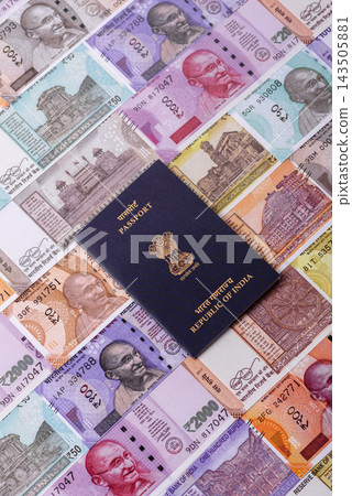 India passport for travelling, flying and doing business. Indian document, id India passport for travelling, flying and doing business. Indian document, id 143505881