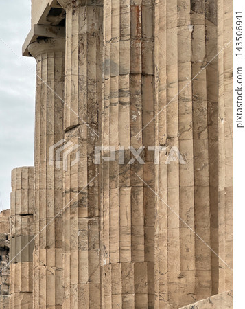 Close-Up of Fluted Doric Columns on the Parthenon in Athens, Greece Close-Up of Fluted Doric Columns on the Parthenon in Athens, Greece 143506941