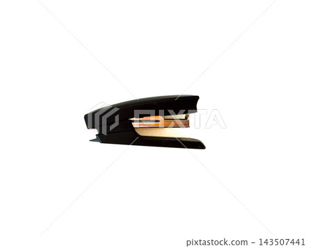 Compact binding device. Minimalist studio shot of white background stapler for ecommerce Compact binding device. Minimalist studio shot of white background stapler for ecommerce 143507441