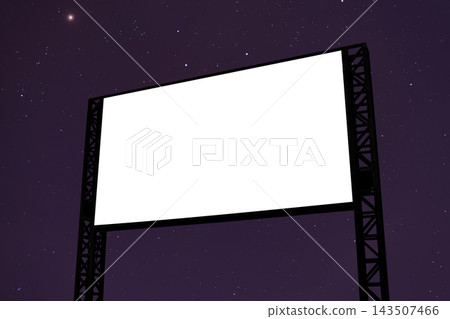 Mock up: blank white billboard and the dark sky with stars at night Mock up: blank white billboard and the dark sky with stars at night 143507466