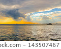 View of the amazing dramatic sunset sky over the sea surface in the evening 143507467