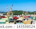 A view of a shipyard with cranes [Imabari City, Ehime Prefecture] 143508524