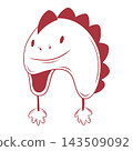 Line art vector illustration of a cute dinosaur winter hat 143509092