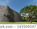 湛藍的天空，沖繩首里城的遺址，以及琉球松樹。 143509347
