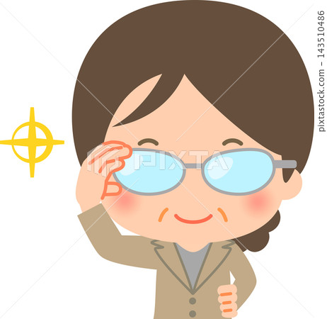 A middle-aged woman in a suit, her glasses gleaming. A middle-aged woman in a suit, her glasses gleaming. 143510486