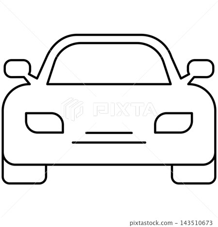 Line art style icon illustration of a sedan car front view isolated on transparent background. Minimalist thin line design element clip art for vehicle transport UI. Line art style icon illustration of a sedan car front view isolated on transparent background. Minimalist thin line design element clip art for vehicle transport UI. 143510673